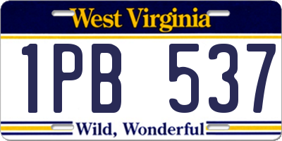 WV license plate 1PB537