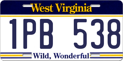 WV license plate 1PB538