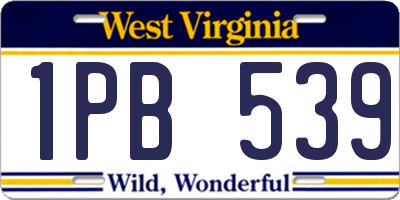 WV license plate 1PB539