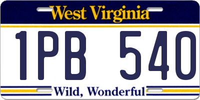 WV license plate 1PB540