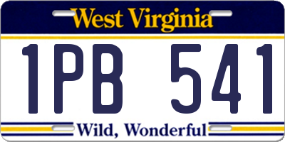 WV license plate 1PB541