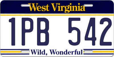 WV license plate 1PB542