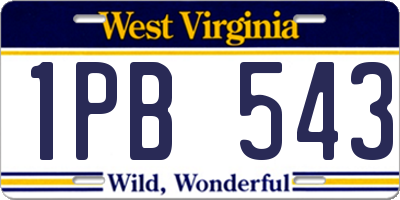 WV license plate 1PB543