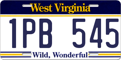 WV license plate 1PB545
