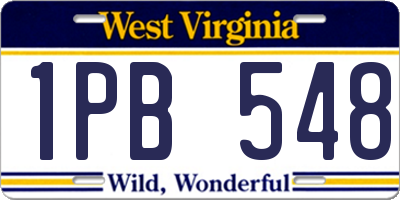 WV license plate 1PB548