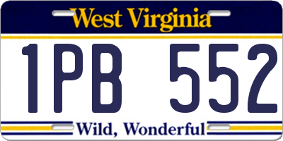 WV license plate 1PB552