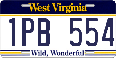 WV license plate 1PB554