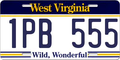 WV license plate 1PB555