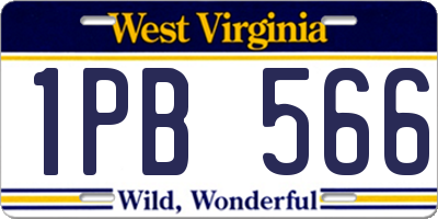 WV license plate 1PB566