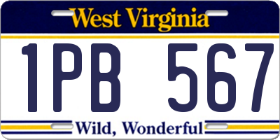 WV license plate 1PB567