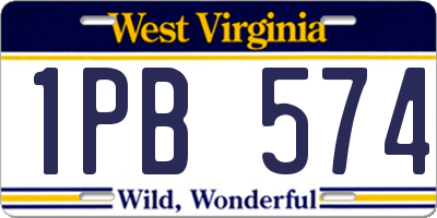 WV license plate 1PB574