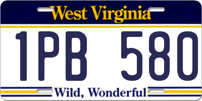 WV license plate 1PB580