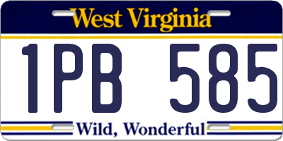 WV license plate 1PB585