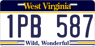 WV license plate 1PB587