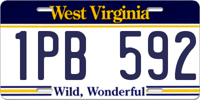 WV license plate 1PB592