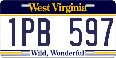 WV license plate 1PB597