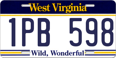 WV license plate 1PB598