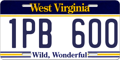 WV license plate 1PB600