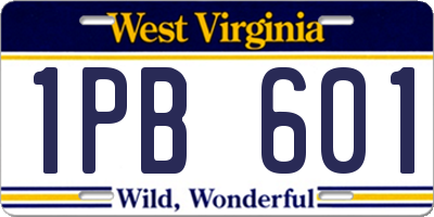 WV license plate 1PB601
