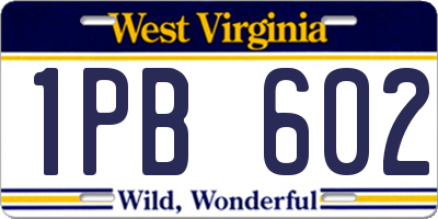 WV license plate 1PB602