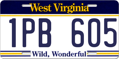 WV license plate 1PB605