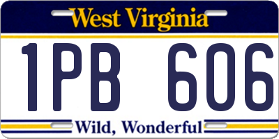 WV license plate 1PB606