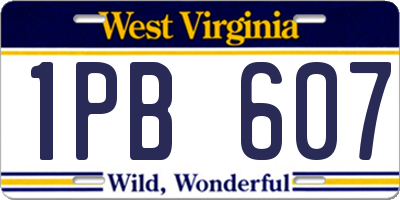 WV license plate 1PB607