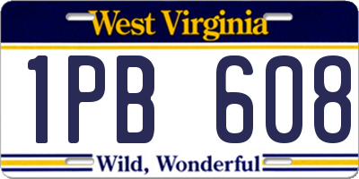 WV license plate 1PB608