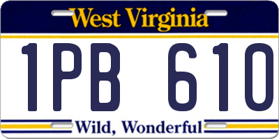 WV license plate 1PB610