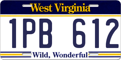 WV license plate 1PB612