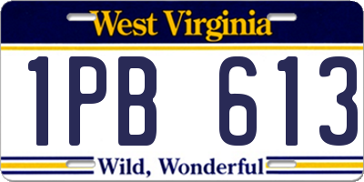 WV license plate 1PB613