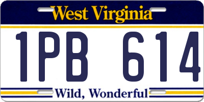 WV license plate 1PB614