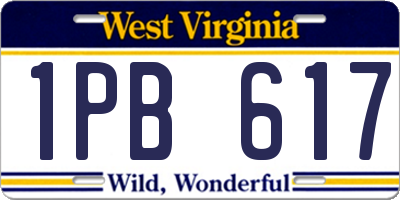 WV license plate 1PB617