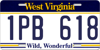 WV license plate 1PB618