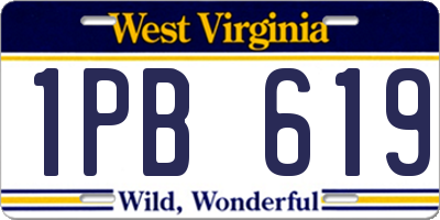 WV license plate 1PB619