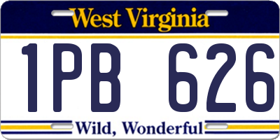 WV license plate 1PB626