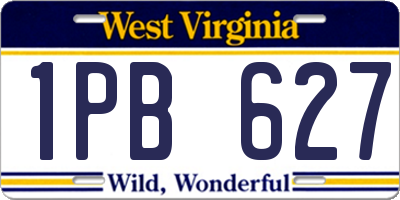 WV license plate 1PB627