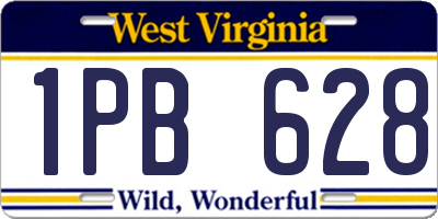 WV license plate 1PB628