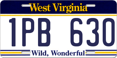 WV license plate 1PB630