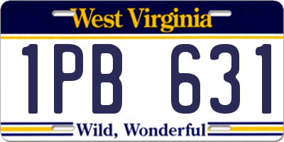 WV license plate 1PB631