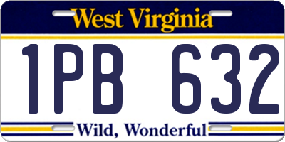 WV license plate 1PB632