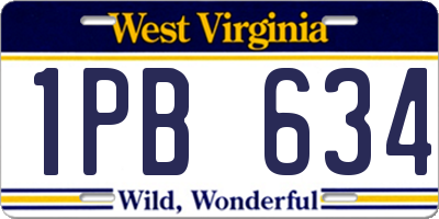 WV license plate 1PB634