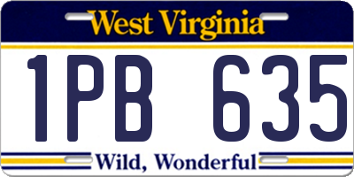 WV license plate 1PB635