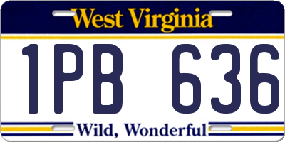 WV license plate 1PB636
