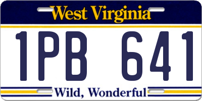 WV license plate 1PB641