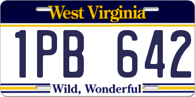 WV license plate 1PB642