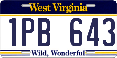 WV license plate 1PB643