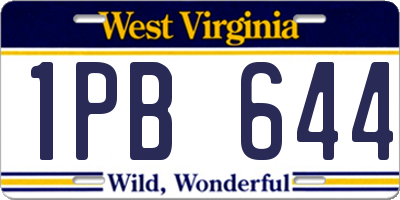 WV license plate 1PB644