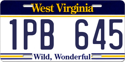 WV license plate 1PB645