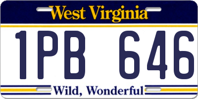 WV license plate 1PB646